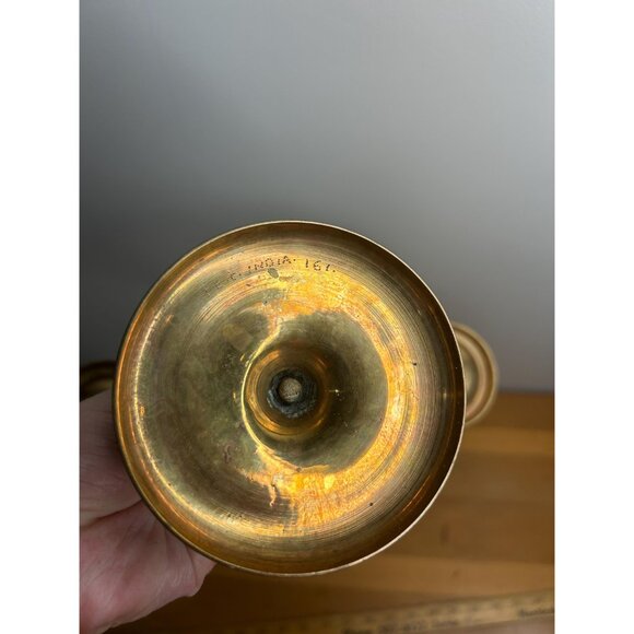 Antique vintage brass etched Candle Holder Vintage Candelabra 3 Branches Candela - Picture 6 of 7